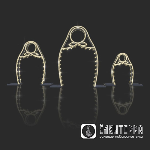 Арка световая новогодняя золотая Матрешки